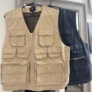 Forever 21 Tan and Black Utility Vests Sleeveless Design